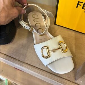 Gucci Cream Sandals with Gold Details